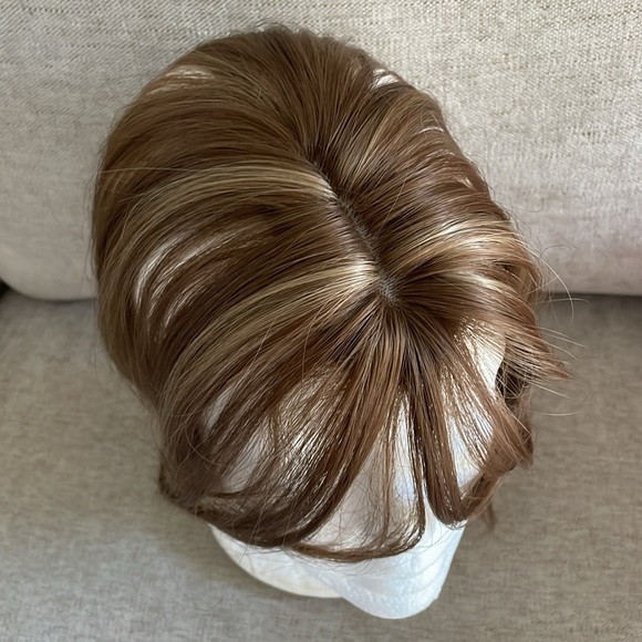 NWT topper caramel toffee copper chestnut blended hair bangs center part blended - Picture 11 of 16